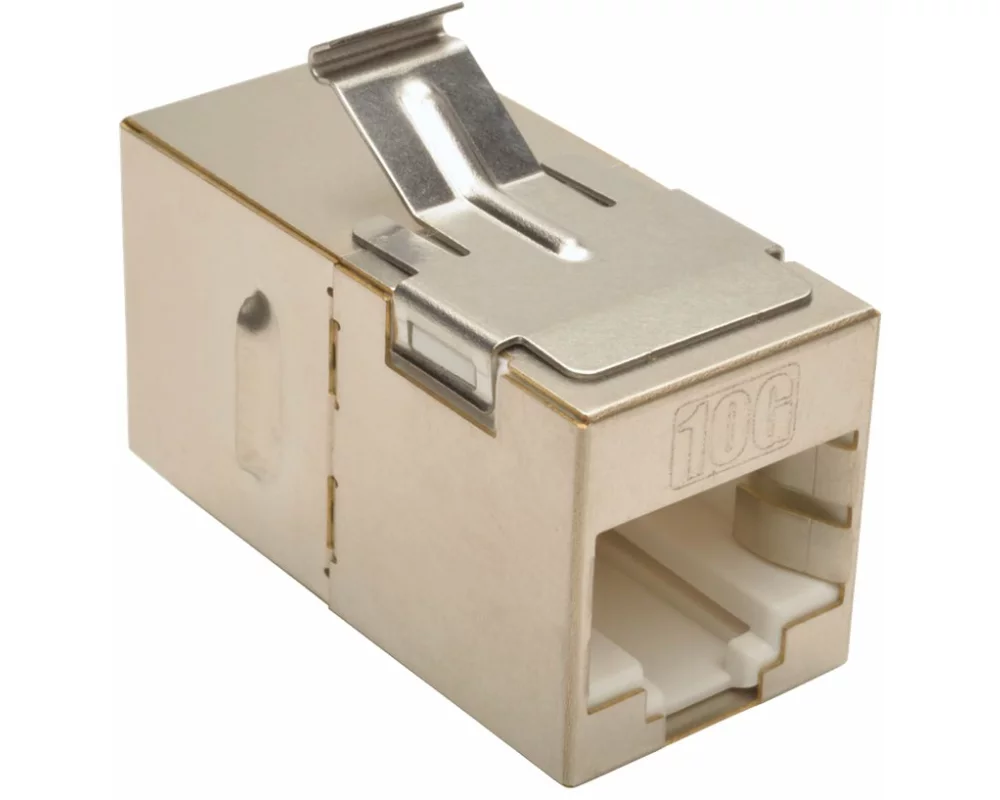 EATON TRIPPLITE Cat6a Straight-Through, Modular, Shielded, In-Line, Snap-In Coupler, RJ45, F/F, TAA