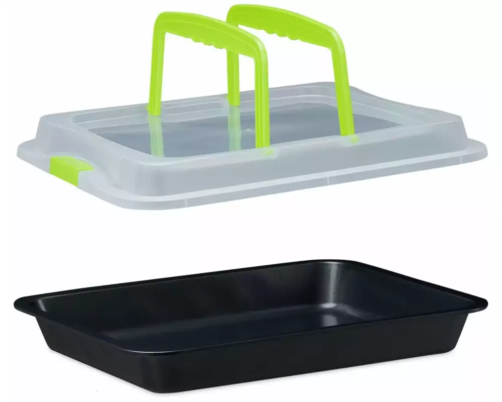 relaxdays Backform eckig 40.5 cm x 32.5 cm, Schwarz/Grün