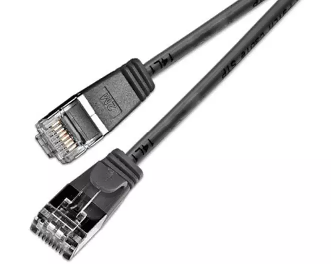 SLIM Slimpatchkabel RJ-45 - RJ-45, Cat 6, U/FTP, 15 m, Schwarz