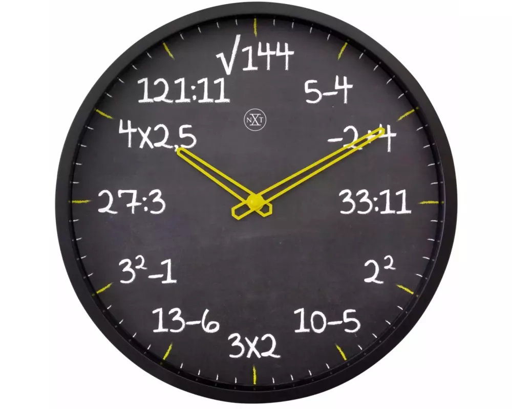 NeXtime Wanduhr Maths Ø 30 cm, Schwarz