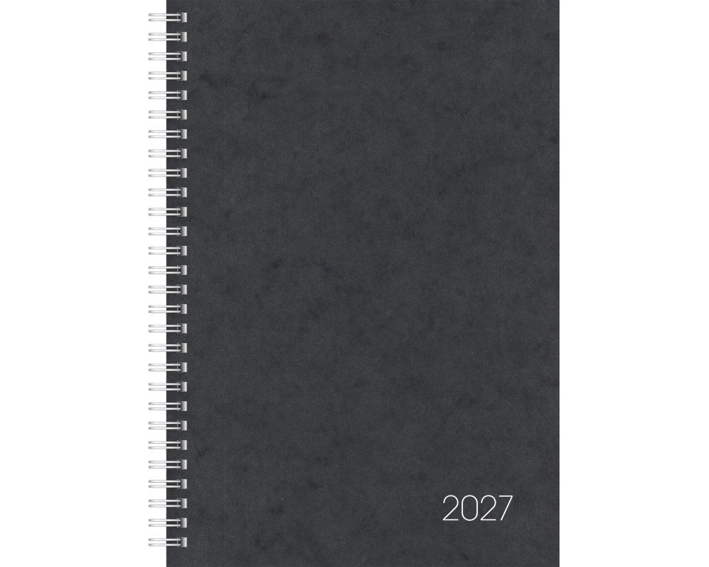 BRUNNEN Buchkalender 2027 1079701907 1W/2S schwarz ML 17x24cm