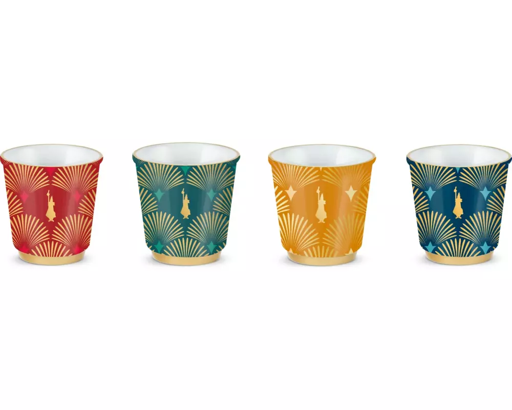 Bialetti Espresso Becher Deco Glam 80 ml, 4 Stück, Mehrfarbig