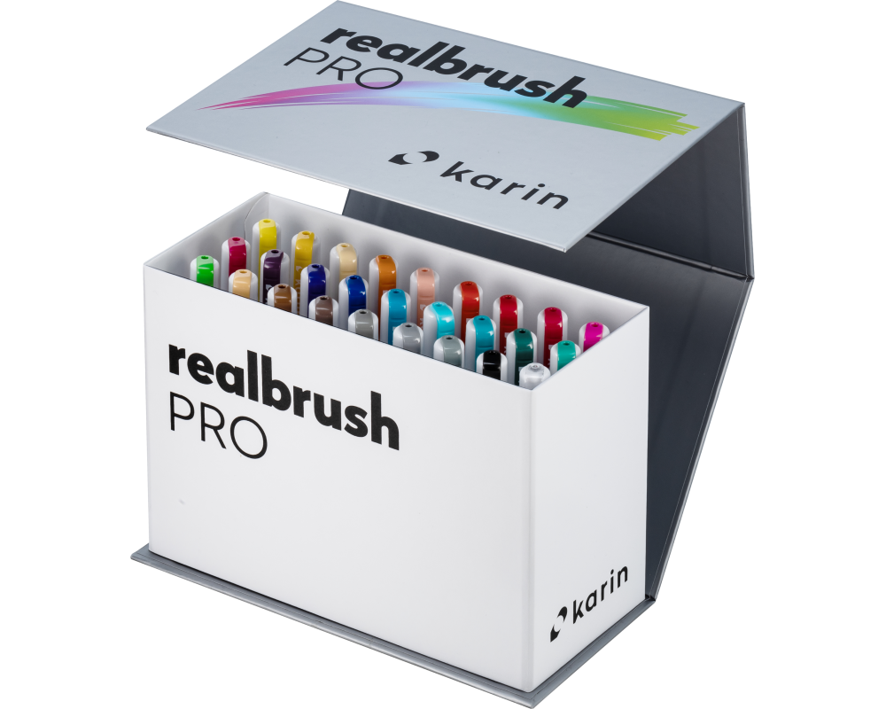 KARIN Real Brush Pen Pro 0.4mm 31C9 Mini Box, 1 Blender 26 Stück