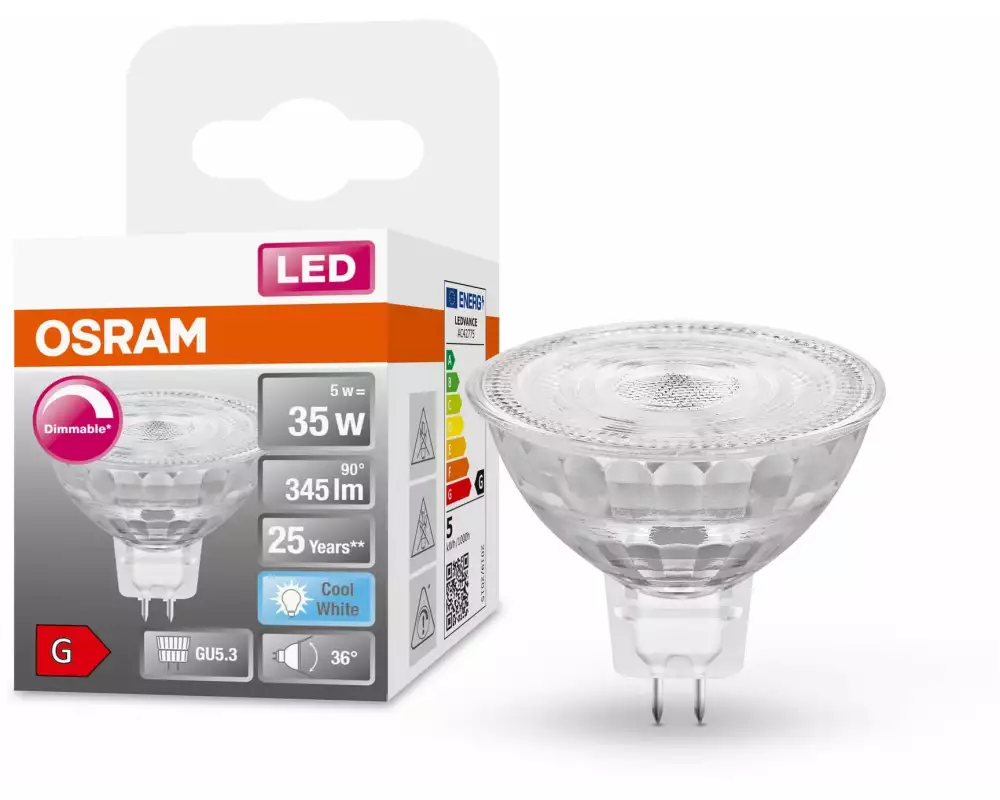 OSRAM Lampe Superstar Mr 16 35 36 °, 5W, GU5.3, Dim, Neutralweiss