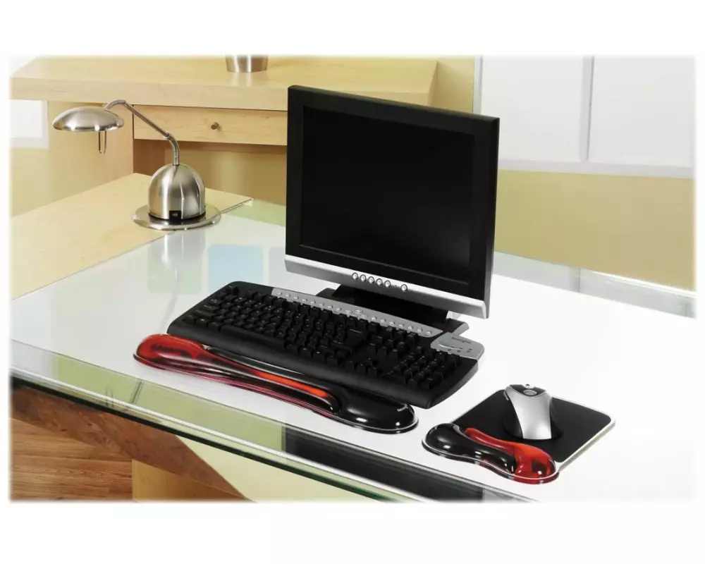 KENSINGTON Duo Gel Mouse Pad with Integrated Wrist Support- Red/Black