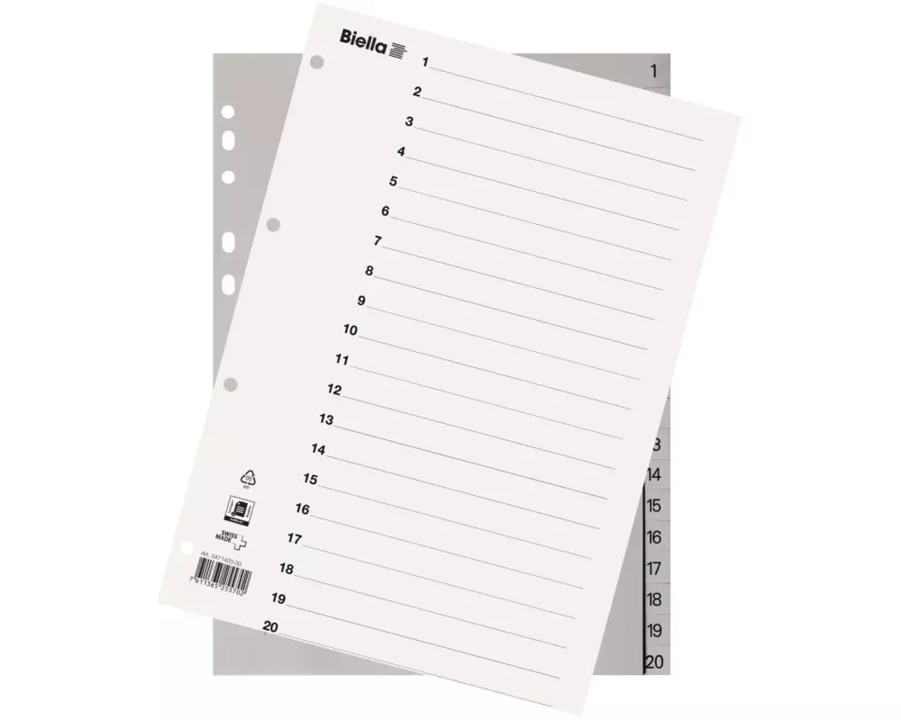 Biella Register A4 1-20 mit Indexblatt