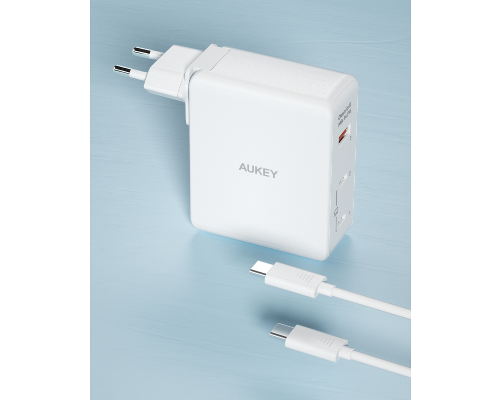 AUKEY OmniaMix II 140W GaN PD PA-B7O WH 3-Port, Wall charger White