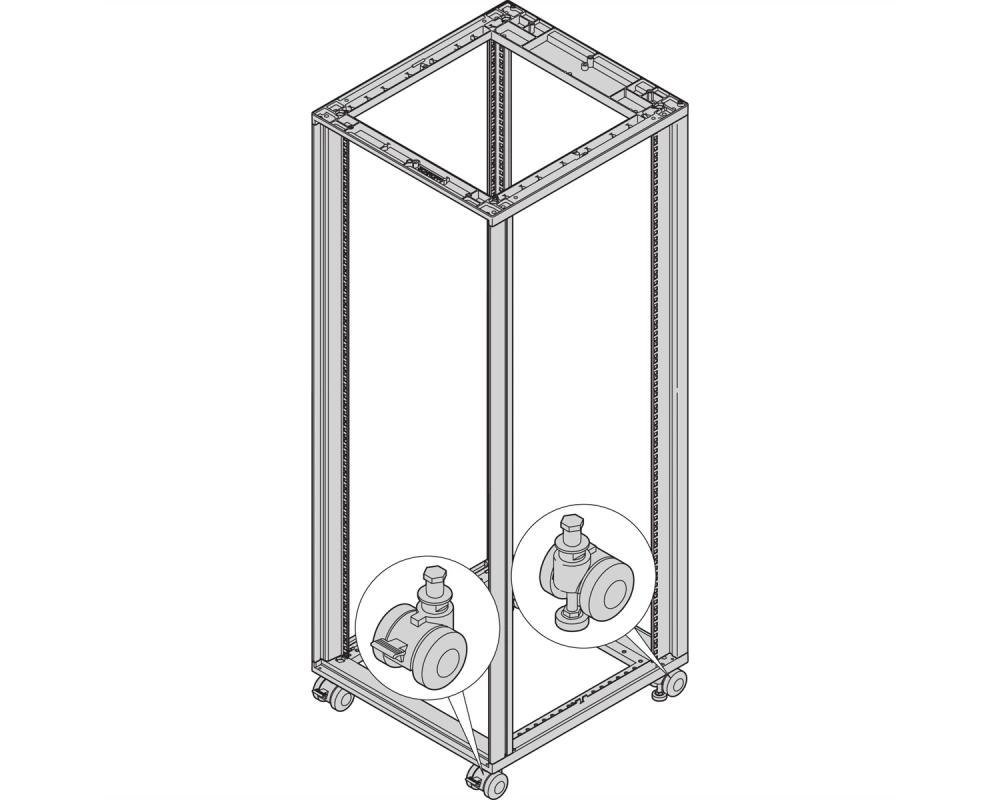 SCHROFF Lenkrollen mit Nivellierfüssen - LENKROLLEN SET 400KG 60D M.F.
