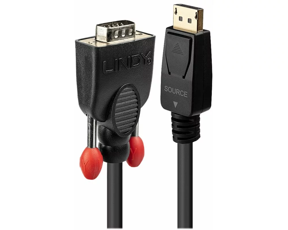 LINDY Video Cable, DP-VGA M-M, 3m, black, Converter Cable DisplayPort/VGA, Resolution up to 1920x1200