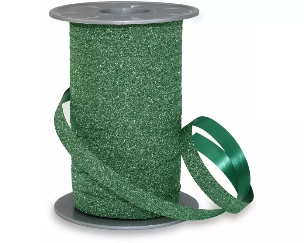 Pattberg Geschenkband Poly Glitter 1 cm x 100 m, Dunkelgrün