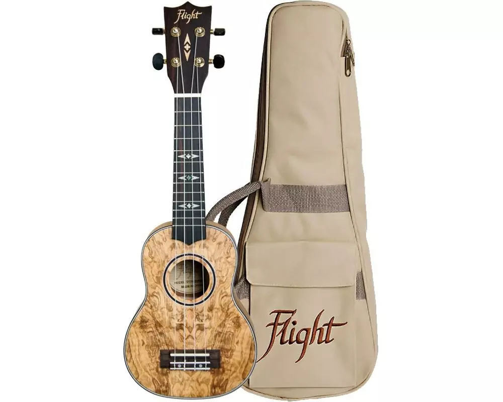 Flight Ukulele Soprano – Quilted Ash