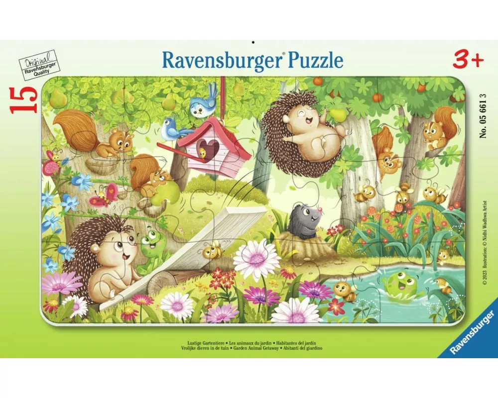 Kinderpuzzle 15 Teile - Lustige Gartentiere