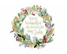 Doppelkarte. Green Karma X-MAS - Floraler Kranz