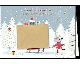 Doppelkarte. Kleiner Wunscherfüller (Maus mit Schlitt