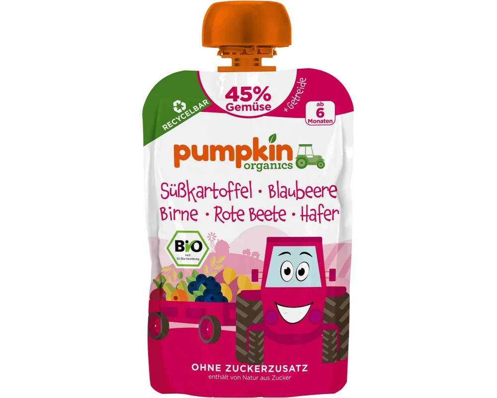 pumpkin organics Quetschbeutel Süsskartoffel, Blaubeere, Rote Beete 100 g