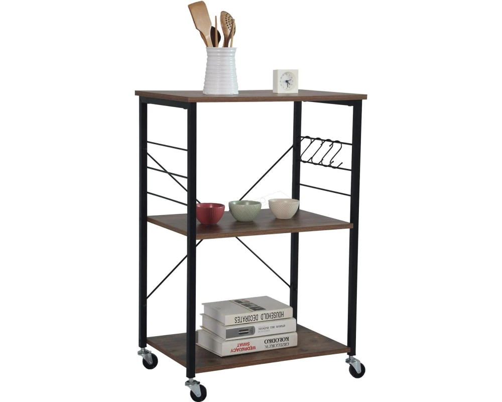 relaxdays Küchenwagen 89 x 60 x 40 cm Schwarz