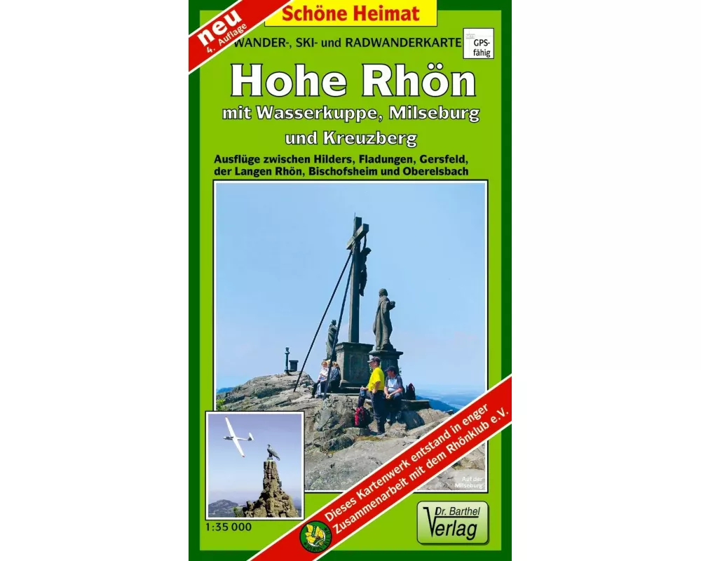 Wander-, Ski- und Radwanderkarte Hohe Rhön mit Wasserkuppe, Milseburg und Kreuzberg