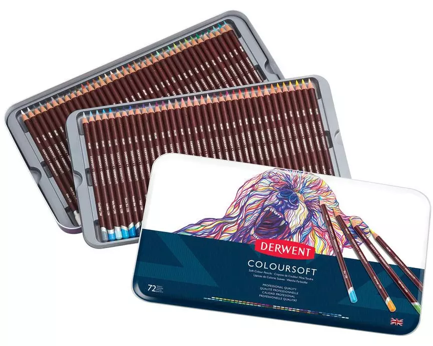 Derwent Coloursoft Buntstifte, mehrfarbig, 72-teilig