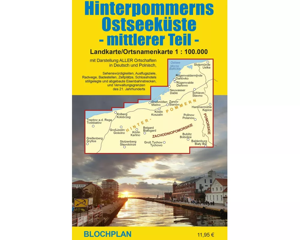 Landkarte Hinterpommerns Ostseeküste - mittlerer Teil