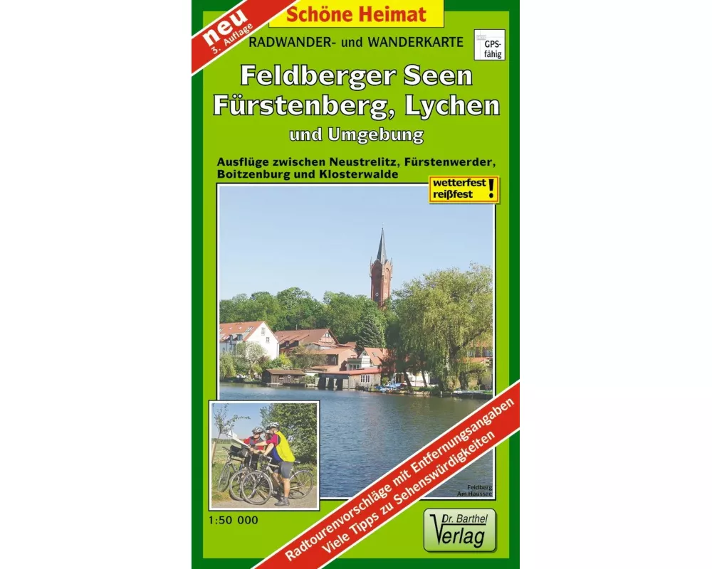 Radwander- und Wanderkarte Feldberger Seen, Fürstenberg, Lychen und Umgebung