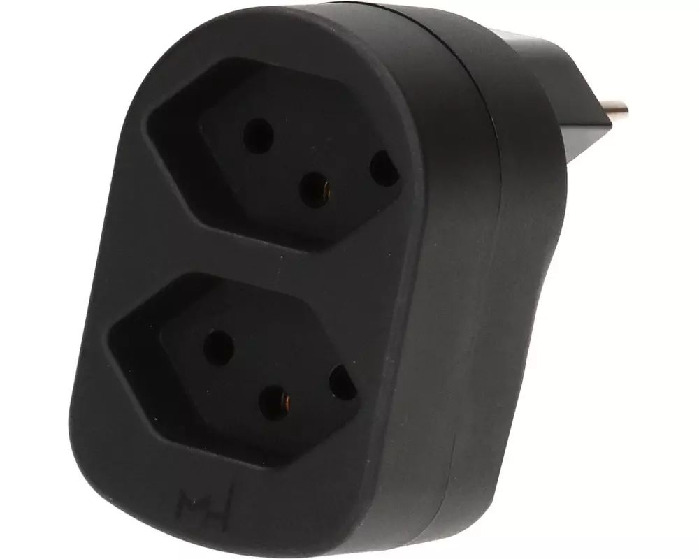 Max Hauri Mehrfachstecker ADAPT 2x Typ 13 schwarz drehbar Green+Fair