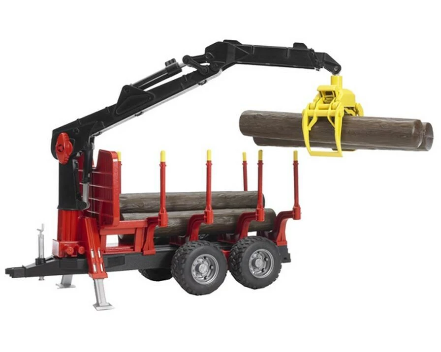 Bruder Spielwaren Rückanhänger mit Ladekran und Holzgreifer