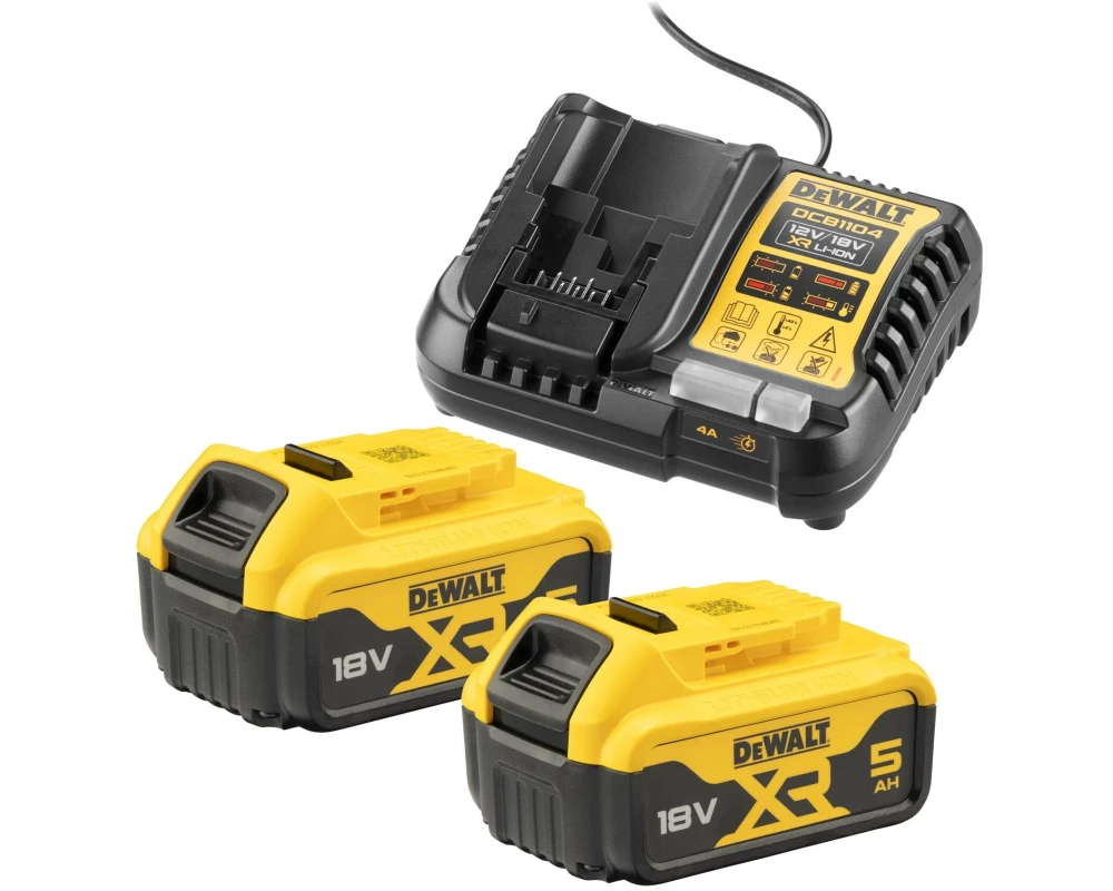 DeWalt Akku Starterset 2x 18 V 5 Ah & DCB1104 Ladegerät