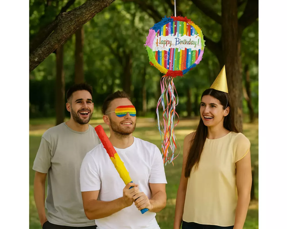 relaxdays Pinata Geburtstag, Blau/Rot