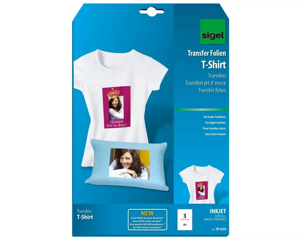 Sigel Transferfolie für helle Textilien, A4, Mehrfarbig