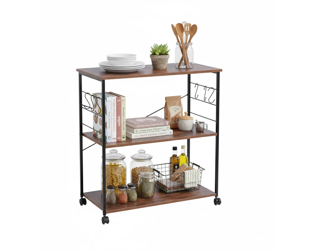 relaxdays Küchenwagen 87 x 80 x 40 cm Schwarz/Braun