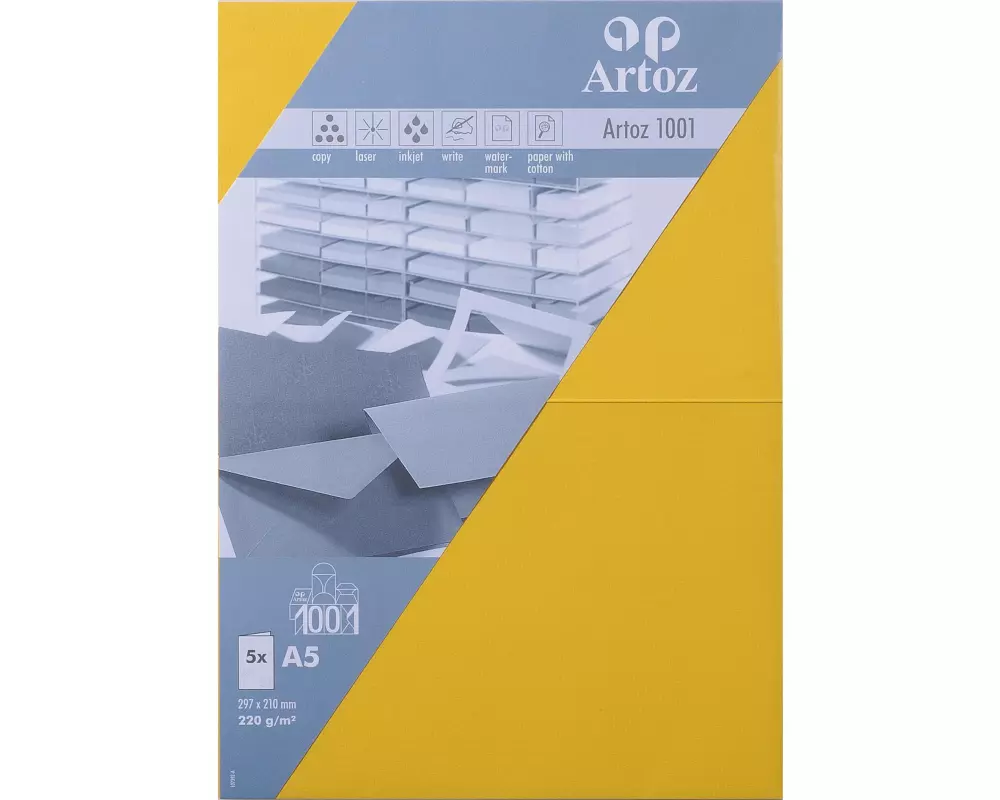Artoz Blankokarte 1001, A5, 5 Blatt, Sonnengelb