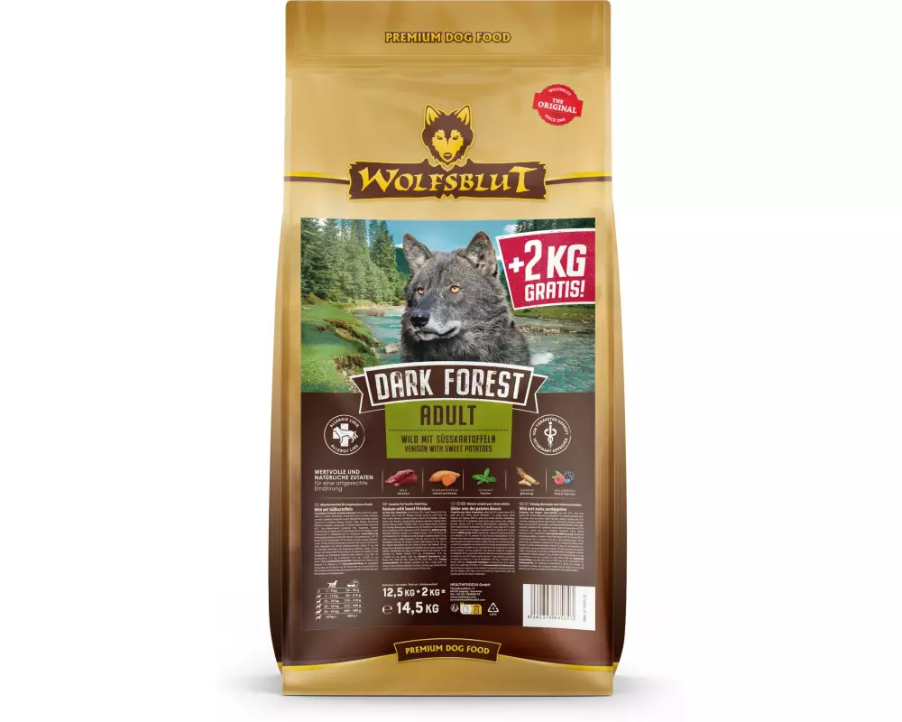 Wolfsblut Trockenfutter Dog Dark Forest Adult, 12.5 kg + 2 kg