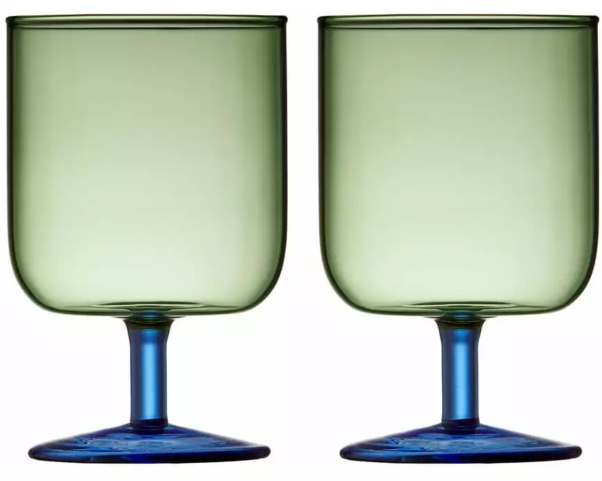 Lyngby Weingläser-Set Torino Grün/Blau, 2 Stück, 30 cl