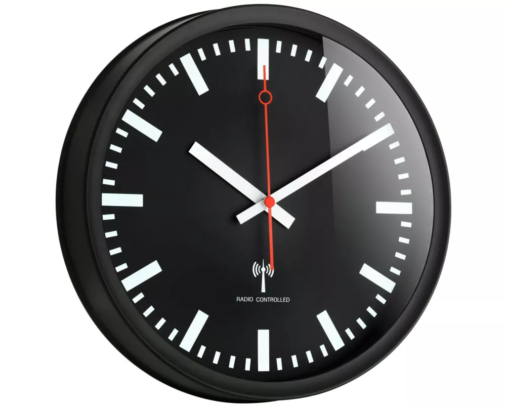 TFA Dostmann Funk-Wanduhr Ø 25 cm, Schwarz