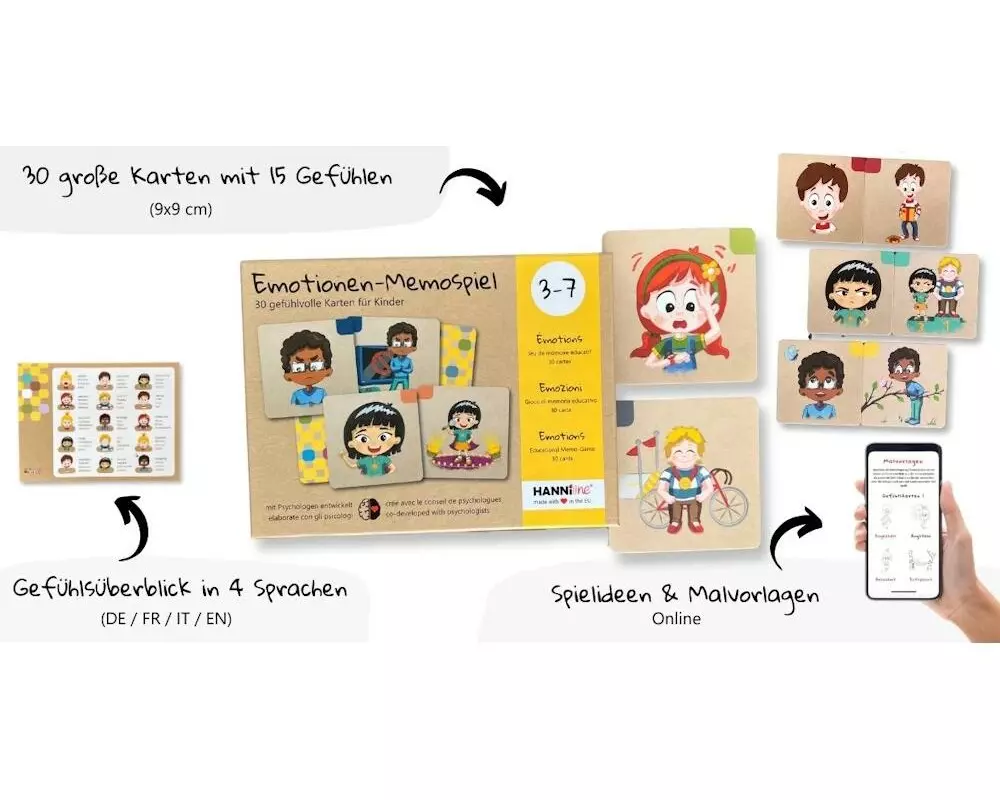 Hanniline Emotionen-Memo-Spiel für Kinder 3 - 7 Jahren