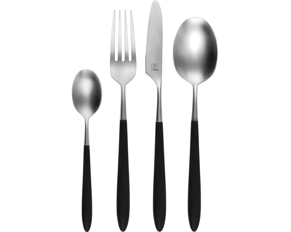 Sola Besteck-Set Gaya Exeter, Schwarz matt, 24-teilig