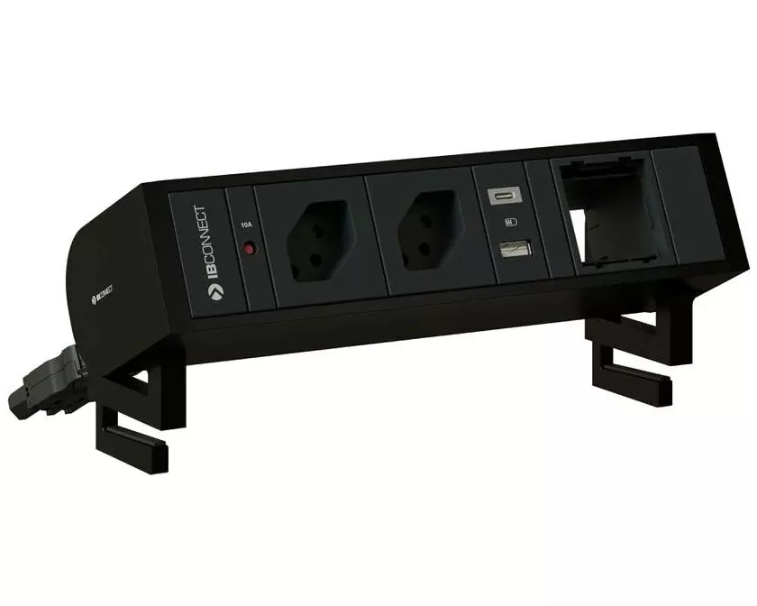 Max Hauri Steckdoseneinheit SUPRA 2x T13, USB-A/C, Leermodul Schwarz