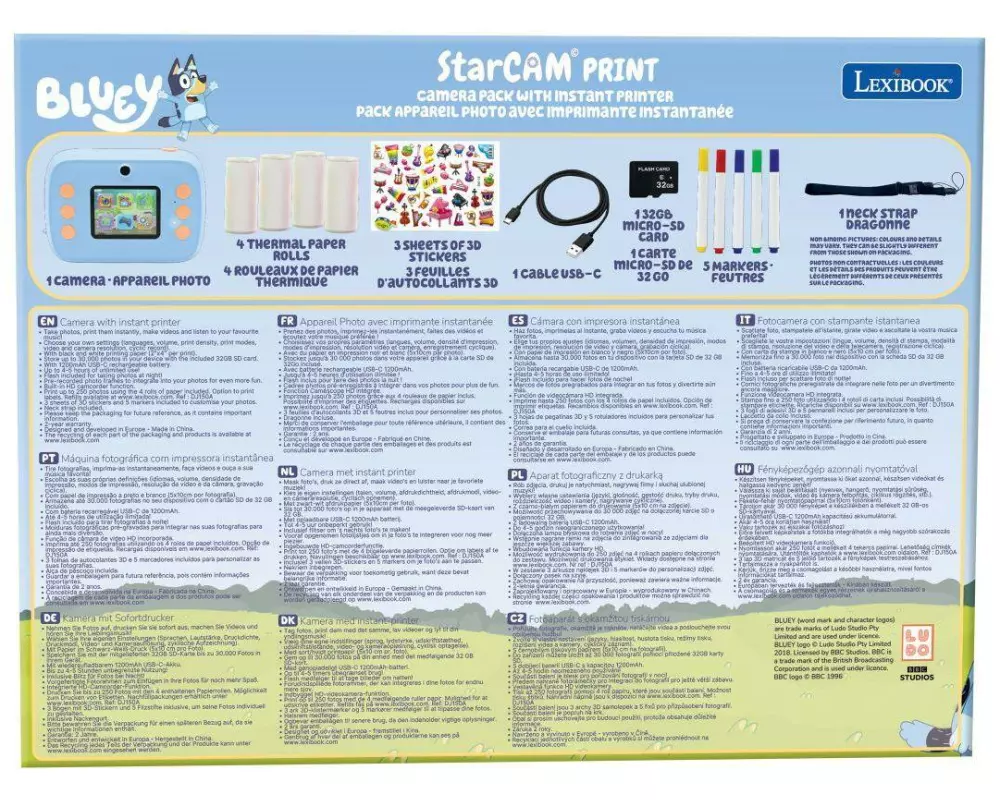 Lexibook StarCAM instant printer BLUEY Mehrfarbig/Hellblau