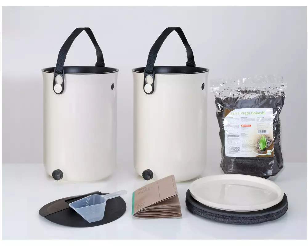 Bokashi Komposter Organko 2, 2er-Set, Weiss