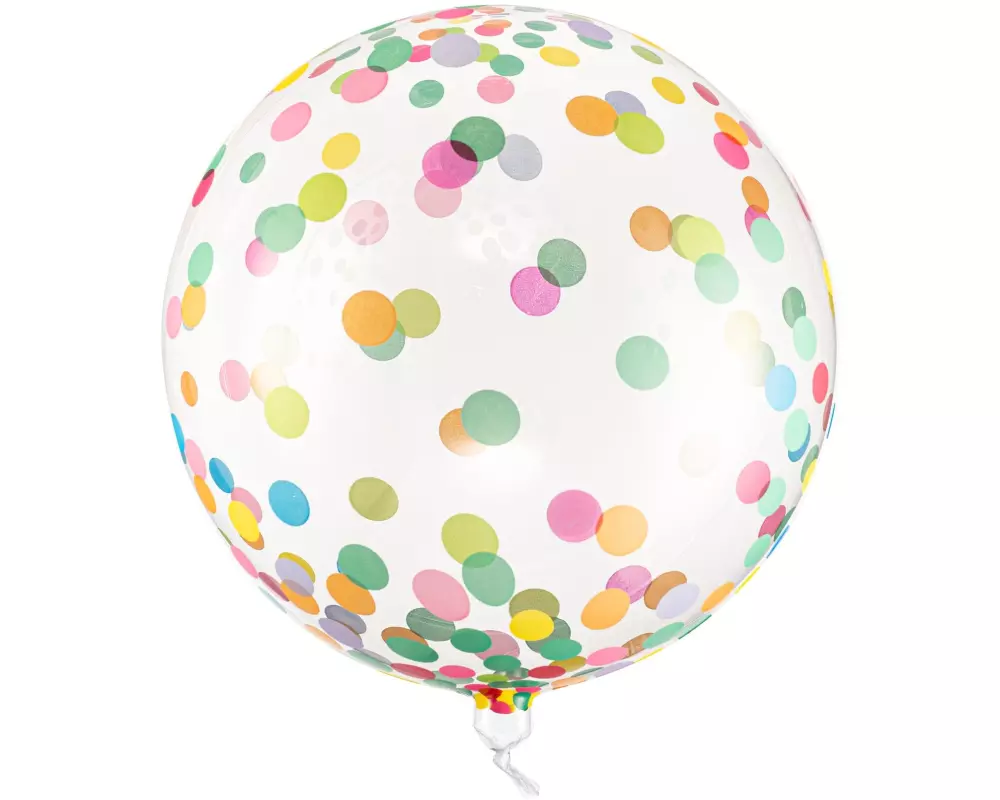 Partydeco Folienballon Mehrfarbig/Transparent, mit farbigen Konfettis
