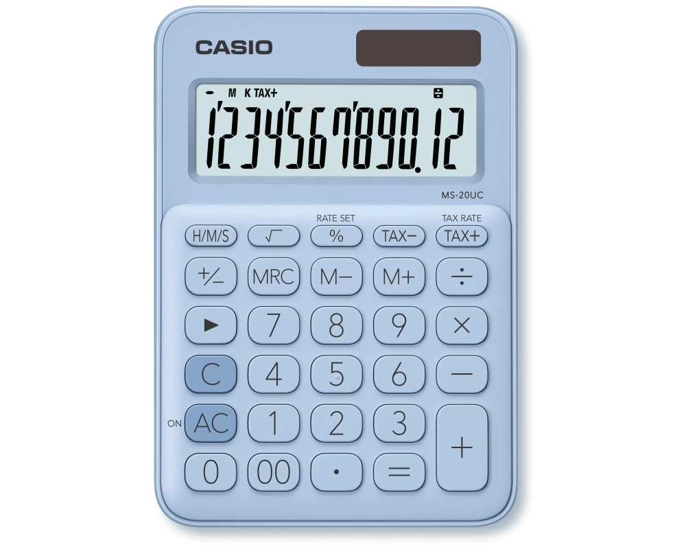 CASIO Mini Taschenrechner MS-20UC-LB-S 12-stellig hellblau