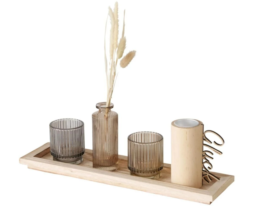 Boltze Teelichthalter Glück Beige/Braun/Grau