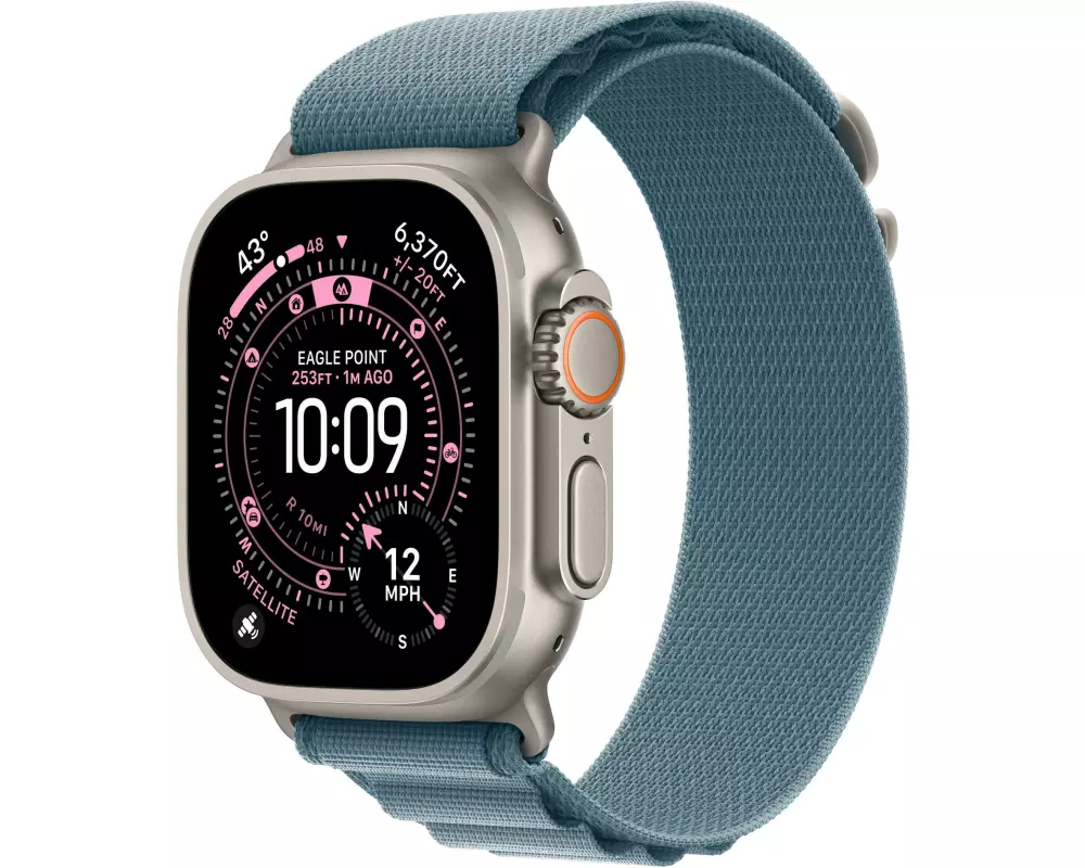 Apple Watch Ultra 3 Natural Titanium Light Blue Alpine Loop M