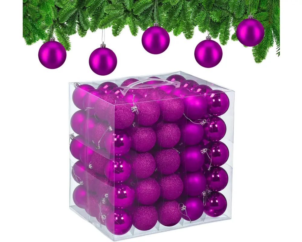 relaxdays Relaxdays Weihnachtskugeln 100er Set Pink/Silber