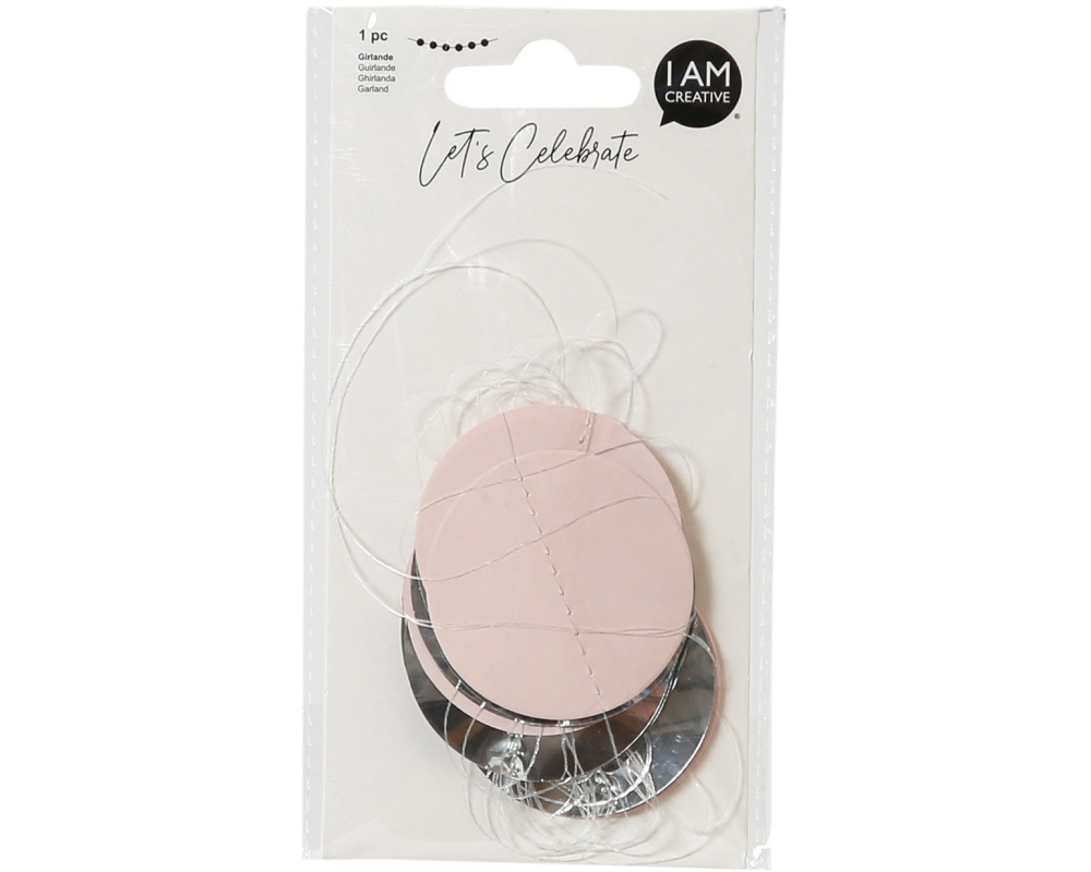 I AM CREATIVE Girlande, Punkte, rosa,silber 6010.973