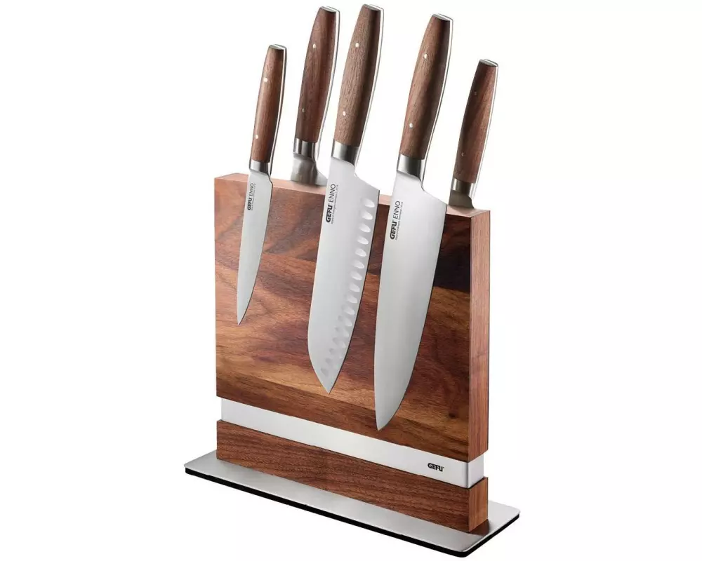 GEFU Messerblock Enno Silber/Braun, 22 x 9 cm