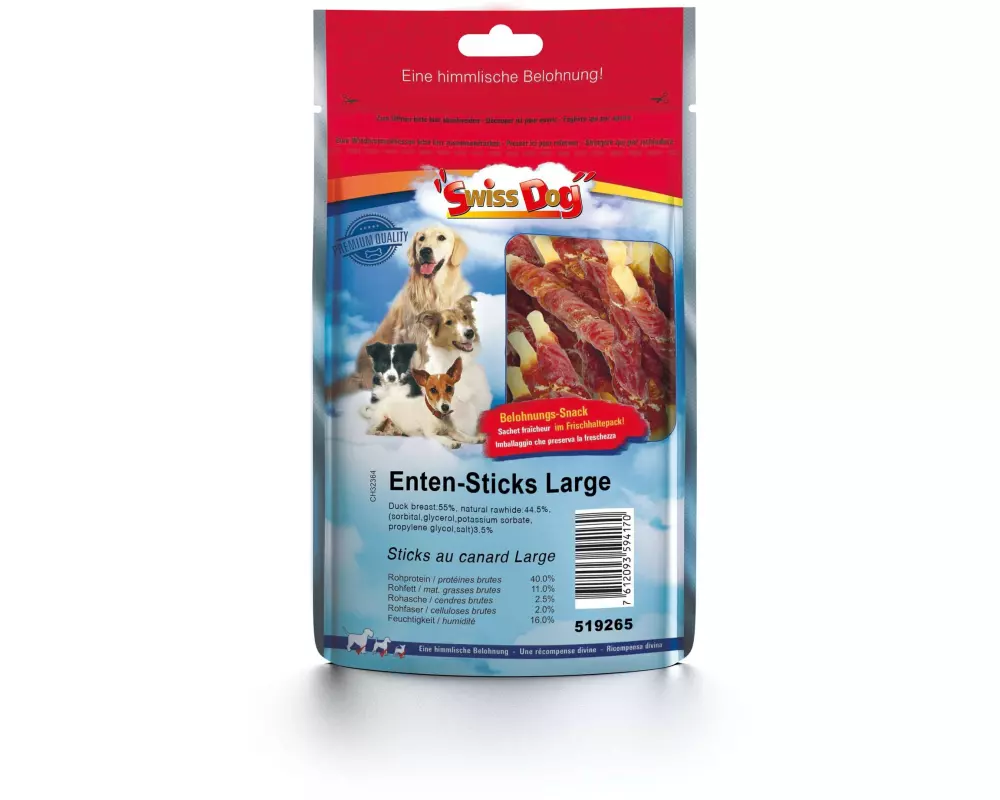 SwissDog Kausnack Enten Sticks 100 g / 9 Stk.
