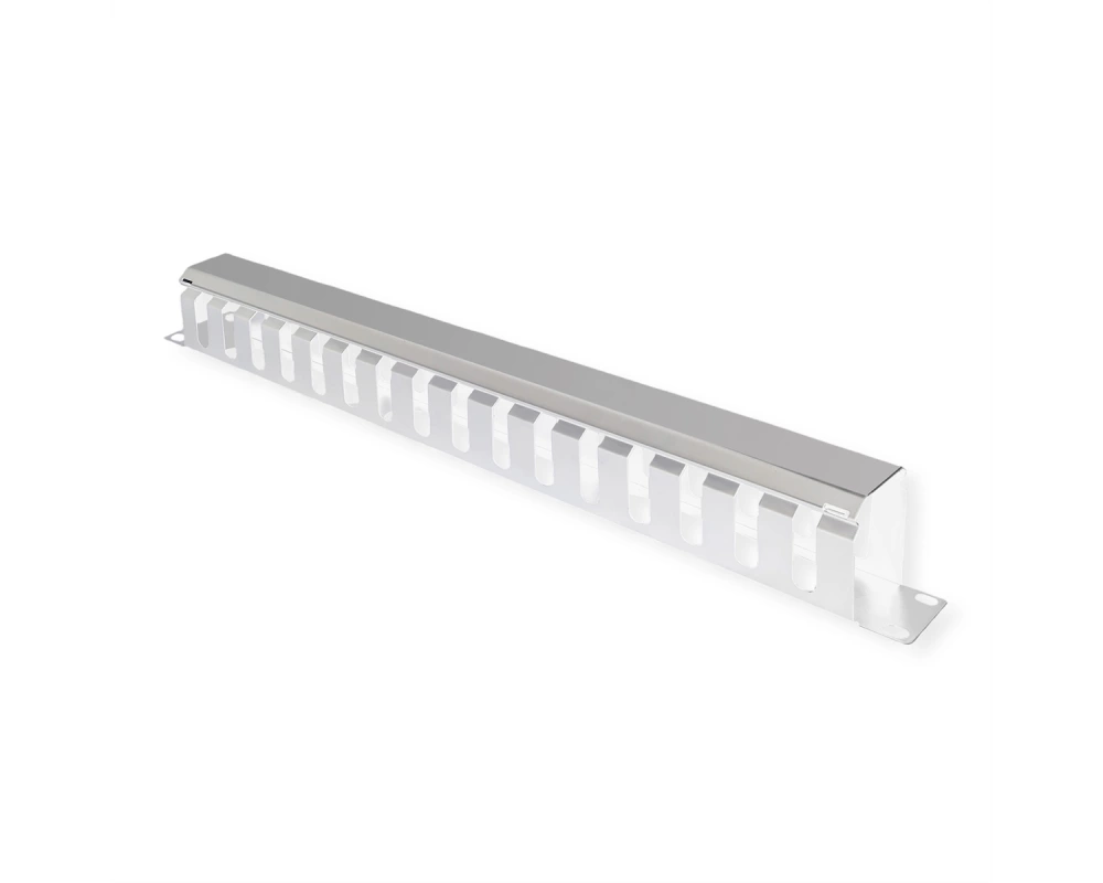 VALUE 19-Zoll-Frontplatte 1 HE mit Rangierkanal 40 x 40 mm, grau