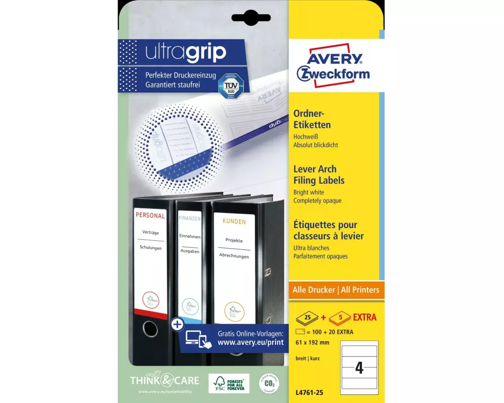 Avery Zweckform Ordneretiketten L4761 192 x 61 mm