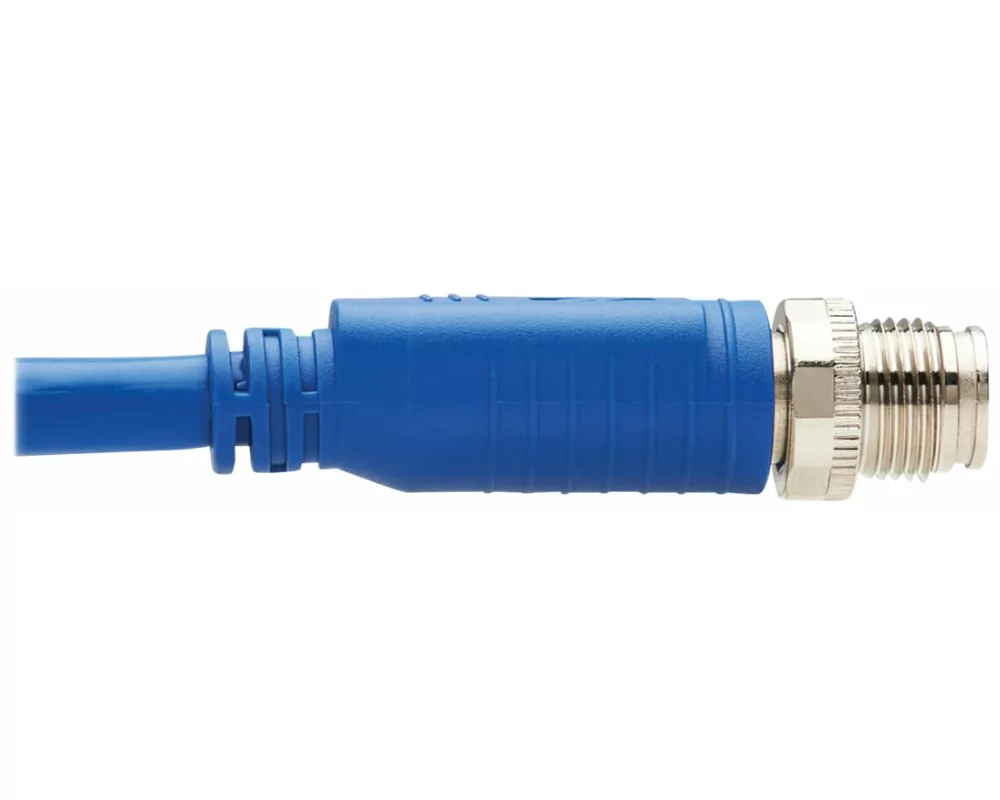 EATON TRIPPLITE M12, X-Code, Cat6a, 10G, F/UTP, CMR-LP, Shielded Ethernet Cable, M/M, IP68, PoE, Blue, 5m 16.4 ft.